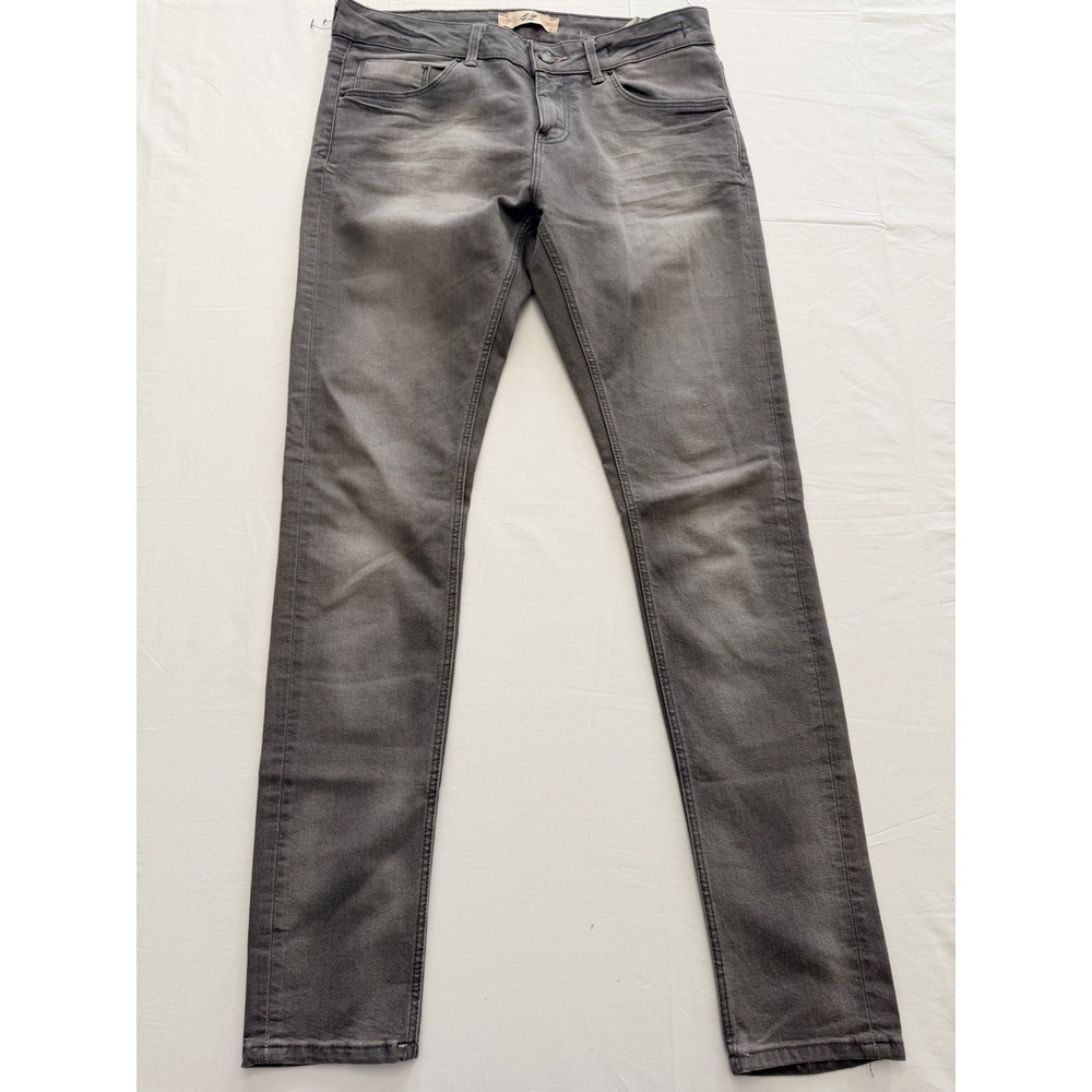 Zara Basic Skinny Jeans Womens 10 Gray Charcoal Wash Low Rise Slim 32x32 Denim